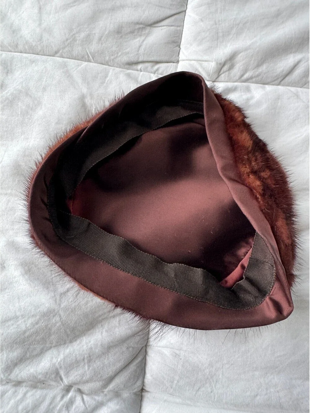 Vintage 1960s Mink Fur & Satin Pillbox Hat
